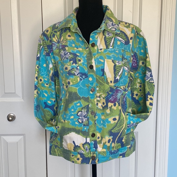 Tropico Large 100% Cotton Adorable Butterfly And Floral Patterned Denim Jacket - Picture 3 of 10